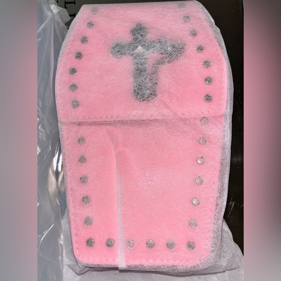 NWT - EASTER Baby Pink Cross Accent Purse - Coffin Shaped Bag - Picture 10 of 12